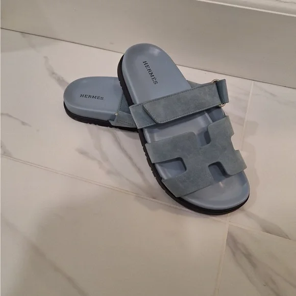 Hermès Blue Chypre Sandals - Picture 2 of 12